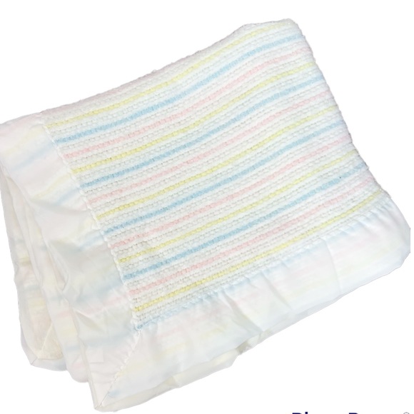 Vintage Bedding Vintage Atkins Baby Blanket Pastel Waffle Weave